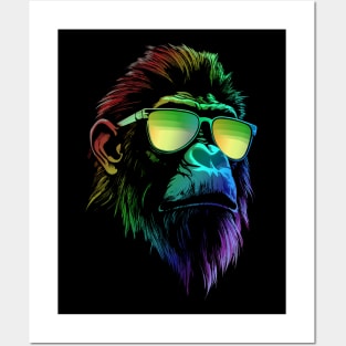 Baboon Sunglasses Vibrant Color Posters and Art
